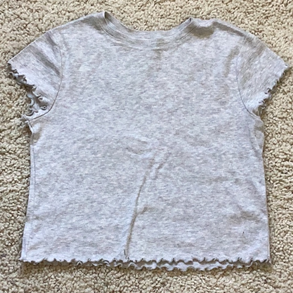 BP Gray Crop Top with Scalloped Hem